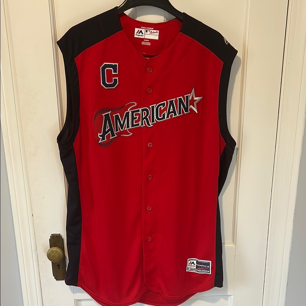 Red and Blue Sleeveless Lindor Baseball Jersey